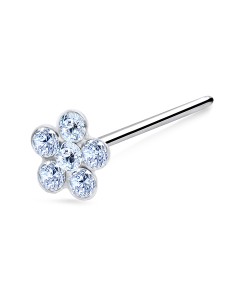 Stone Flower Silver Straight Nose Stud NSKA-11